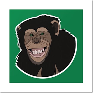 Funny Chimpanzee Smiling Jungle Posters and Art